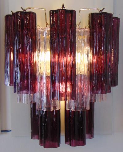  JL Light Style Tiers bicolor clear purple tronchi Murano glass wall sconce