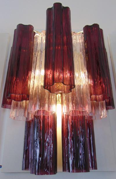  JL Light Style Tiers bicolor clear purple tronchi Murano glass wall sconce