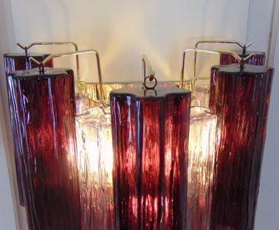  JL Light Style Tiers bicolor clear purple tronchi Murano glass wall sconce