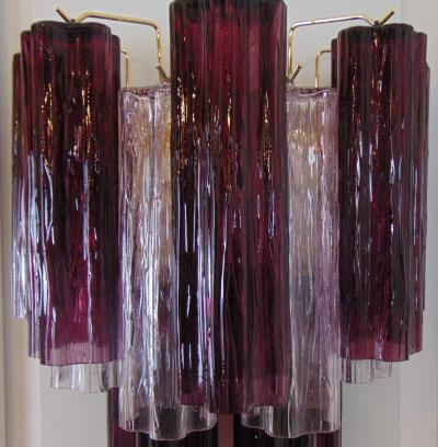  JL Light Style Tiers bicolor clear purple tronchi Murano glass wall sconce