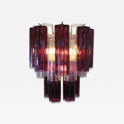  JL Light Style Tiers bicolor clear purple tronchi Murano glass wall sconce