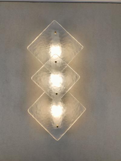  JL Light Style Trio Hammered sandblasted clear Murano glass wall sconce