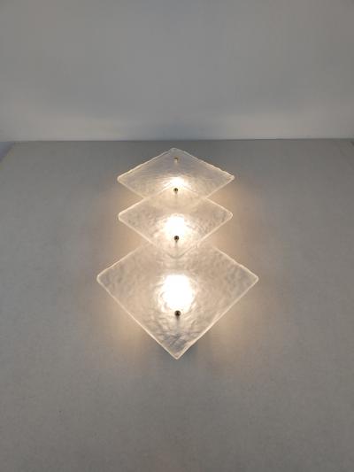  JL Light Style Trio Hammered sandblasted clear Murano glass wall sconce