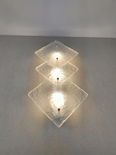  JL Light Style Trio Hammered sandblasted clear Murano glass wall sconce