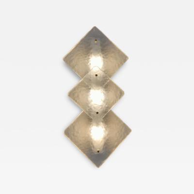  JL Light Style Trio Hammered sandblasted clear Murano glass wall sconce