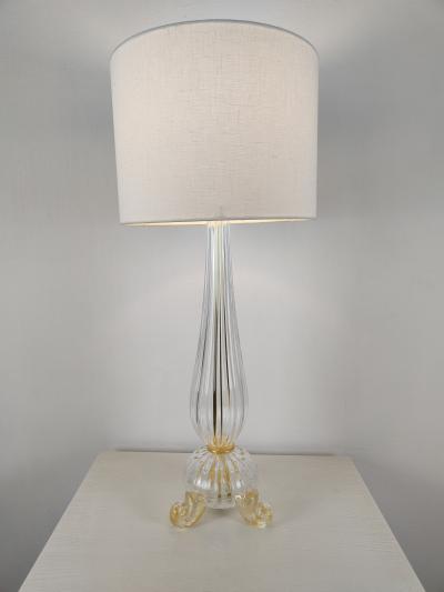  JL Light Style Tripode clear and gold Murano glass table lamp