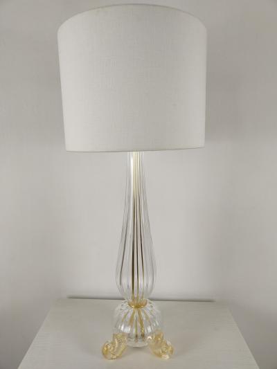  JL Light Style Tripode clear and gold Murano glass table lamp
