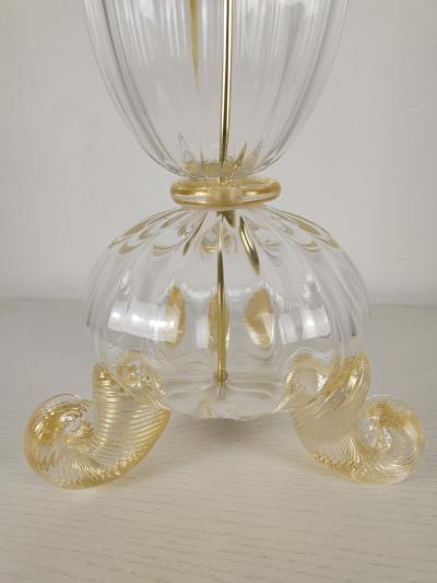  JL Light Style Tripode clear and gold Murano glass table lamp