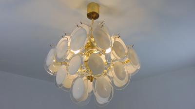  JL Light Style White Murano glass discs chandelier in square shape