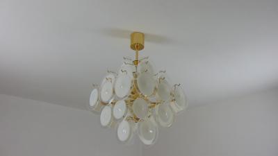  JL Light Style White Murano glass discs chandelier in square shape