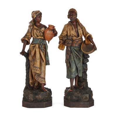  JOHANN MARESCH A pair of Orientalist terracotta figures by Johann Maresch