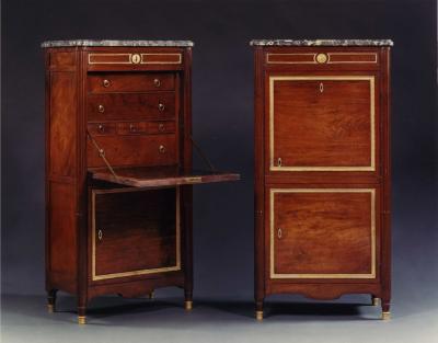  JOSEPH CANABAS 9260 A RARE PAIR OF MAHOGANY AND GILT BRONZE MOUNTED SECRETAIRE