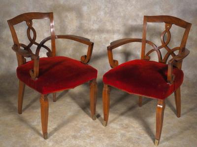  JULES EMILE LELEU Jules Leleu THREE PAIRS of armchairs