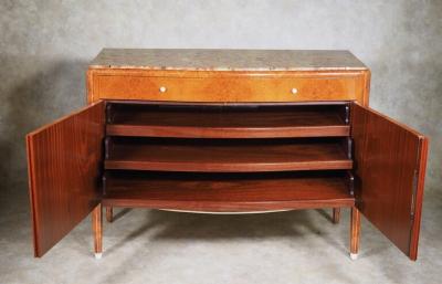  JULES EMILE LELEU Jules Leleu cabinet in amboyna with inlaid medallion