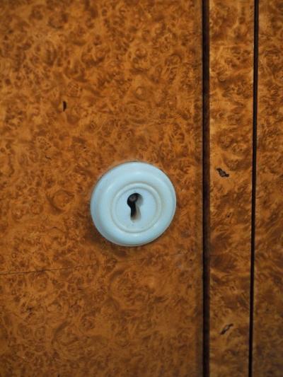  JULES EMILE LELEU Jules Leleu cabinet in amboyna with mahogany interior