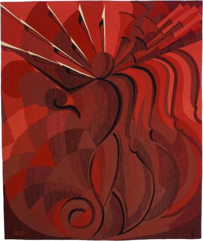  Jacob Mid Century Tapestry Signed and Design by Jacob 4 8 x 5 8 