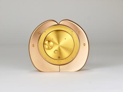  Jaeger LeCoultre Jean Roulet Le Locle Golden Moon Phase Swiss Made Table Desk clock 1980s