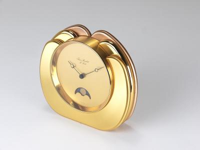  Jaeger LeCoultre Jean Roulet Le Locle Golden Moon Phase Swiss Made Table Desk clock 1980s