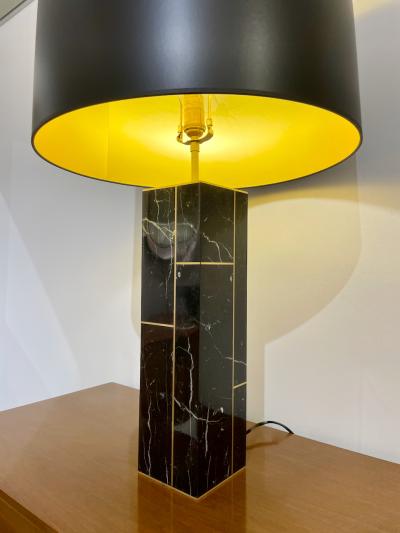  James Devlin Studio Marble Table Lamp with Brass Insets by James Devlin Studio 