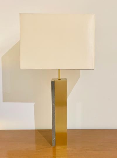  James Devlin Studio Pair of Diagonal Marble and Bronze Table Lamps by James Devlin Studio