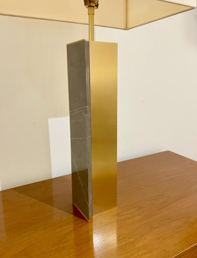  James Devlin Studio Pair of Diagonal Marble and Bronze Table Lamps by James Devlin Studio