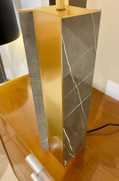  James Devlin Studio Pair of Diagonal Marble and Bronze Table Lamps by James Devlin Studio