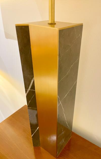  James Devlin Studio Pair of Diagonal Marble and Bronze Table Lamps by James Devlin Studio