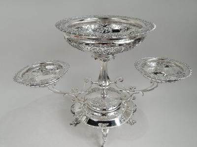  James Dixon Sons Antique English 3 Basket Epergne Centerpiece by James Dixon 1905
