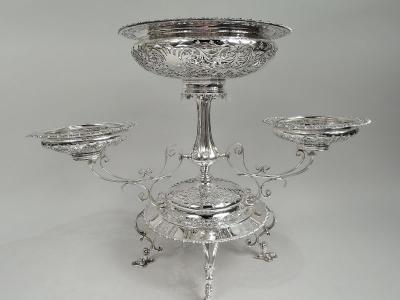  James Dixon Sons Antique English 3 Basket Epergne Centerpiece by James Dixon 1905