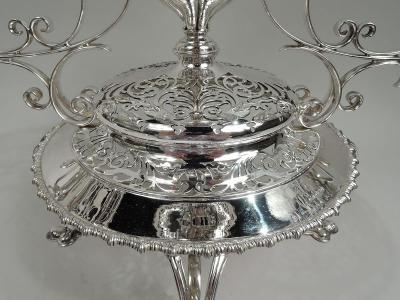  James Dixon Sons Antique English 3 Basket Epergne Centerpiece by James Dixon 1905