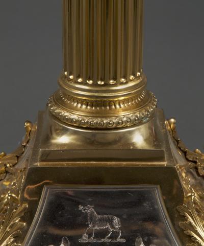  James Dixon Sons Gilded and silvered nickel silver 10light candelabra made by James Dixon Sons