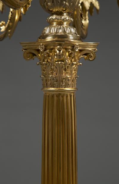  James Dixon Sons Gilded and silvered nickel silver 10light candelabra made by James Dixon Sons