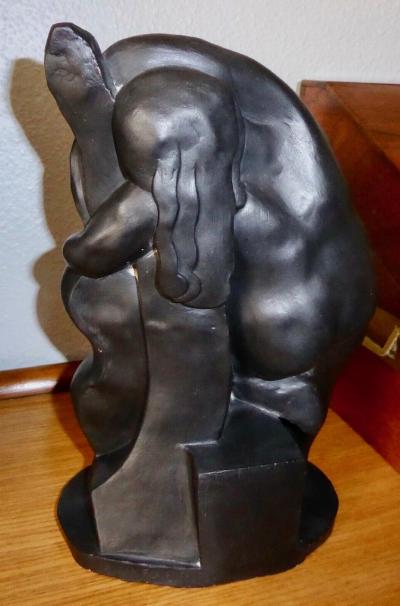  Jan Joel Martel Jan Joel Martel Art Deco Cubist Woman with Cello in Terra cotta