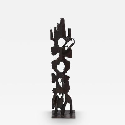  Jan Van Deckter Brutalist Steel Sculpture in Oil and Waxed Finish by Jan Van Deckter