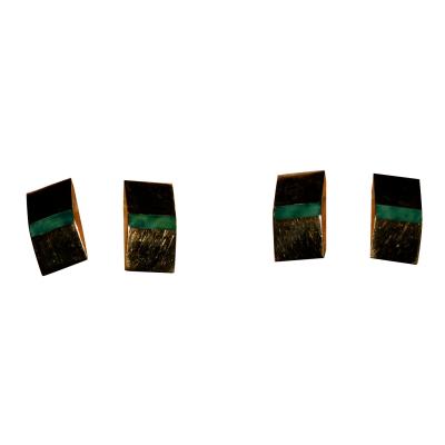  Janesich Janesich 18K Gold Jade Cuff Links in original Box