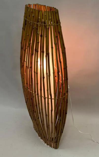 Janine Abraham Dirk Jan Rol French Midcentury Rattan Light Sculpture Floor Lamp Janine Abraham D Jan Roi