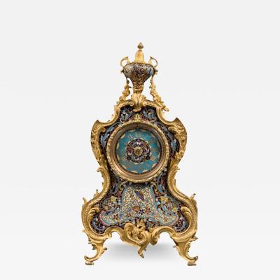  Japy Freres A FRENCH GILT BRONZE CHAMPLEVE 8 DAY MANTEL CLOCK BY JAPY FRERES