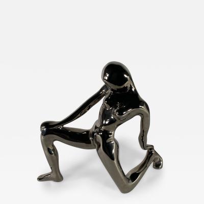  Jaru American Modern Ceramic Silver Glaze Female Kneeling Jaru
