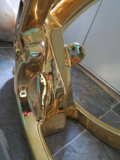  Jaru Glamorous Pair of Signed Jaru 18kt Gold Ram Sculptures Mid Century Modern