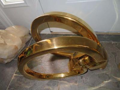  Jaru Glamorous Pair of Signed Jaru 18kt Gold Ram Sculptures Mid Century Modern