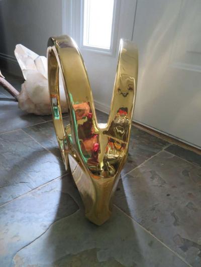  Jaru Glamorous Pair of Signed Jaru 18kt Gold Ram Sculptures Mid Century Modern
