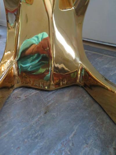  Jaru Glamorous Pair of Signed Jaru 18kt Gold Ram Sculptures Mid Century Modern