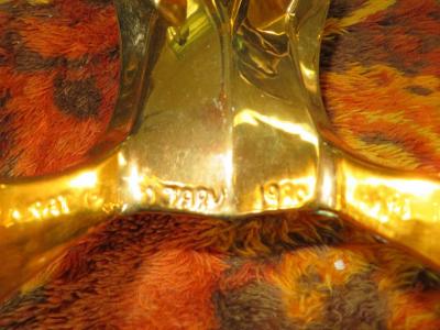  Jaru Glamorous Pair of Signed Jaru 18kt Gold Ram Sculptures Mid Century Modern