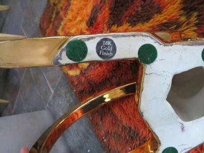  Jaru Glamorous Pair of Signed Jaru 18kt Gold Ram Sculptures Mid Century Modern