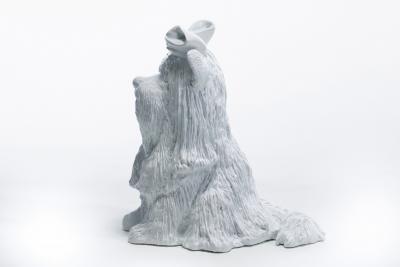  Jaru Jeff Koons Style Midcentury Modern White Ceramic Yorkshire Terrier Dog Sculpture