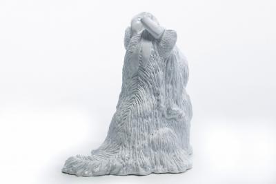  Jaru Jeff Koons Style Midcentury Modern White Ceramic Yorkshire Terrier Dog Sculpture