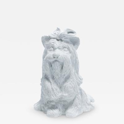  Jaru Jeff Koons Style Midcentury Modern White Ceramic Yorkshire Terrier Dog Sculpture