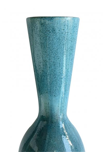  Jaru Large Jaru of California Ceramic Vase with Cerulean Blue Crackle Glaze