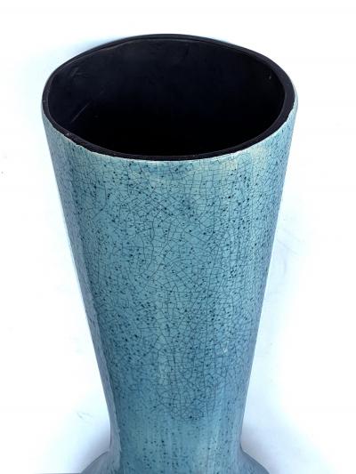  Jaru Large Jaru of California Ceramic Vase with Cerulean Blue Crackle Glaze