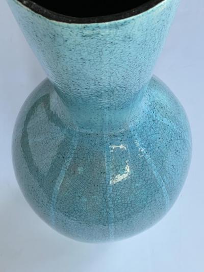  Jaru Large Jaru of California Ceramic Vase with Cerulean Blue Crackle Glaze